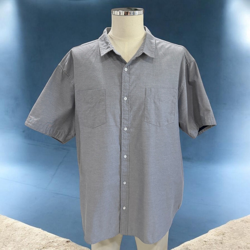 Free Planet‎ Gray Blue Button Down Shirt Minimalist Casual Normcore Summer 3X